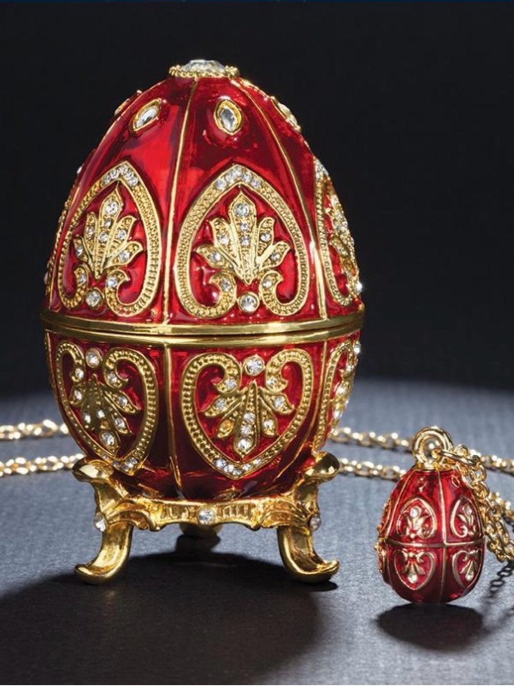 Red & Gold Valentina Egg & Necklace Set from Stauer